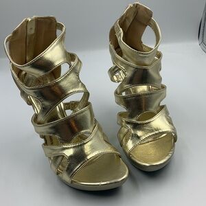 High heel platform sandals.